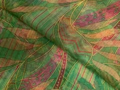 Green Floral Pure Organza Print Fabric