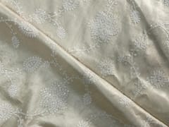Dyeable Floral Pure Tassar Embroidery Fabric