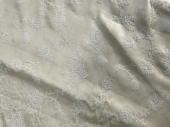 Dyeable Floral Pure Tassar Embroidery Fabric