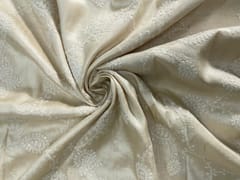 Dyeable Floral Pure Tassar Embroidery Fabric