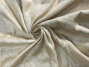 Dyeable Floral Pure Tassar Embroidery Fabric