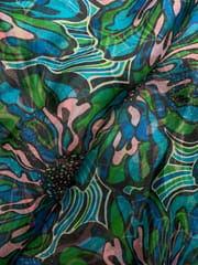 Multicolor Floral Pure Organza Print Fabric