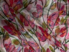 Multicolor Floral Pure Organza Print Fabric