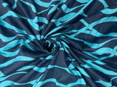 Blue Abstract Cotton Linen Print 60 Fabric