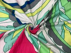 Multicolor Abstract Cotton Linen Fabric