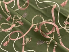 Olive Green Abstract Cotton Linen Print 60 Fabric
