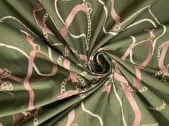 Olive Green Abstract Cotton Linen Print 60 Fabric