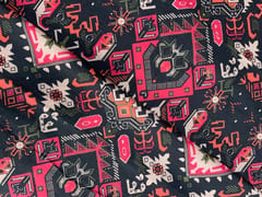 Grey Pink Geometric Cotton Linen Print 60 Fabric