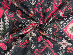 Grey Pink Geometric Cotton Linen Print 60 Fabric