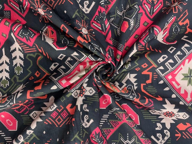Grey Pink Geometric Cotton Linen Print 60 Fabric