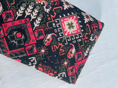 Grey Pink Geometric Cotton Linen Print 60 Fabric