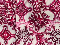 White Maroon Abstract Japanese Crepe Print Fabric