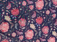 Dark Blue Pink Floral Self Lycra Printed Fabric Fabric