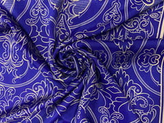 Royal Blue Floral Habutai Silk Fabric