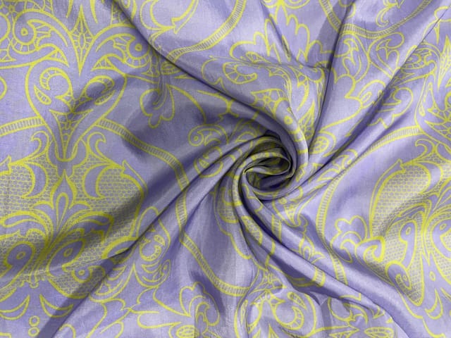 Lavender Floral Habutai Silk Fabric