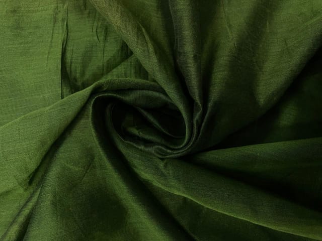 Olive Green Plain Dyed Poly Chanderi Fabric N16 Fabric