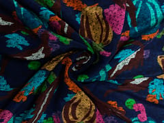 Multicolor Abstract With Border 60Gm Pure Crepe Fabric