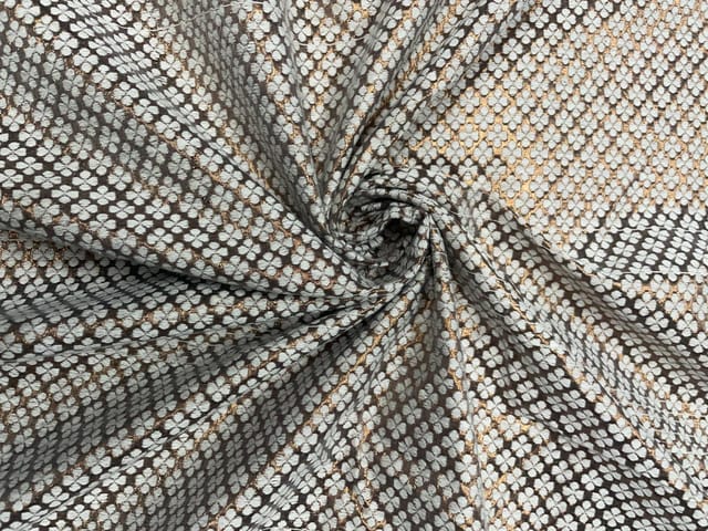 Gold White Floral Dyeable Semi Brocade Fabric