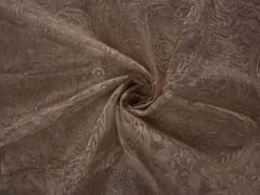 Golden Floral Pure Tissue Embroidery Fabric