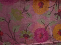 Pink Floral Pure Tissue Embroidery Fabric