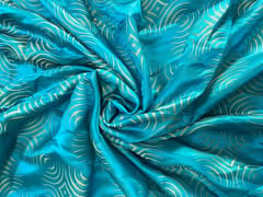 Sky Blue Abstract Satin Jacquard Fabric