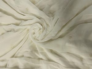 White Dyeable Floral Georgette Embroidery Fabric
