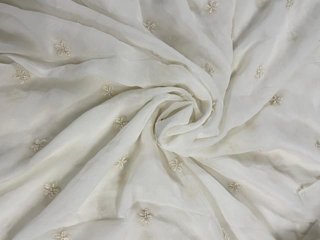 White Dyeable Floralgeorgette Embroidery Fabric