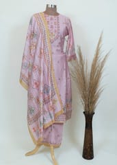 Mauve Colour Muslin Printed Kurta And Pant With Printed Dupatta