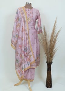 Mauve Colour Muslin Printed Kurta And Pant With Printed Dupatta