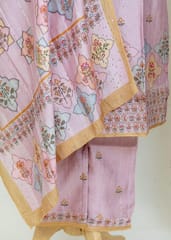 Mauve Colour Muslin Printed Kurta And Pant With Printed Dupatta