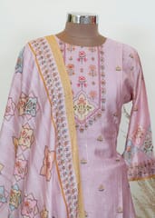 Mauve Colour Muslin Printed Kurta And Pant With Printed Dupatta