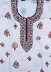 Peach Colour Satin Printed Suit With Cotton Bottom And Printed Chiffon Dupatta