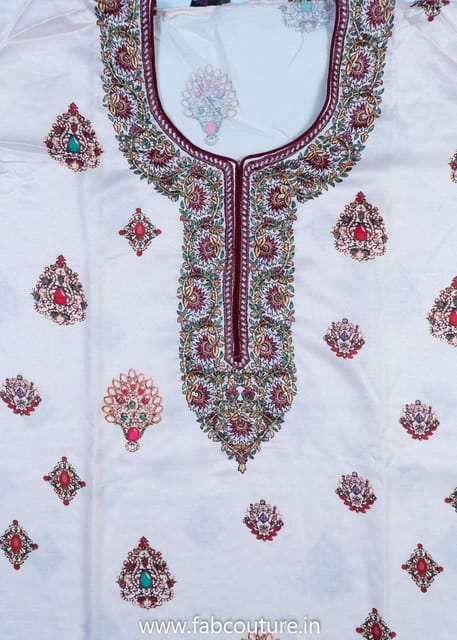 Peach Colour Satin Printed Suit With Cotton Bottom And Printed Chiffon Dupatta