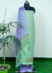 Purple Colour Cotton Printed Suit With Cotton Bottom And Printed Chiffon Dupatta
