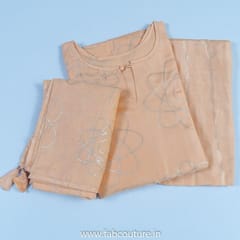 Peach Chanderi Sequins Embroidered Suit With Chanderi Plazzo And Chanderi Dupatta