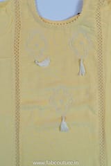 Yellow Cotton Flex Pearl Embroidery Suit With Cotton Bottom And Mal Cotton Dupatta Unstitched Suit Set