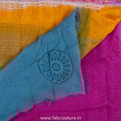 Cotton Hand Block Printed Cotton Suit With Pure Chiffon Duputta and Cotton Bottom