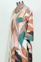 Multi Colour Print with Embroidered Dupion Silk Shirt with Pant and Chiffon Dupatta