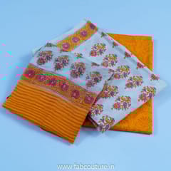 Cotton Hand Block Printed Cotton Suit With Pure Chiffon Duputta and Cotton Bottom