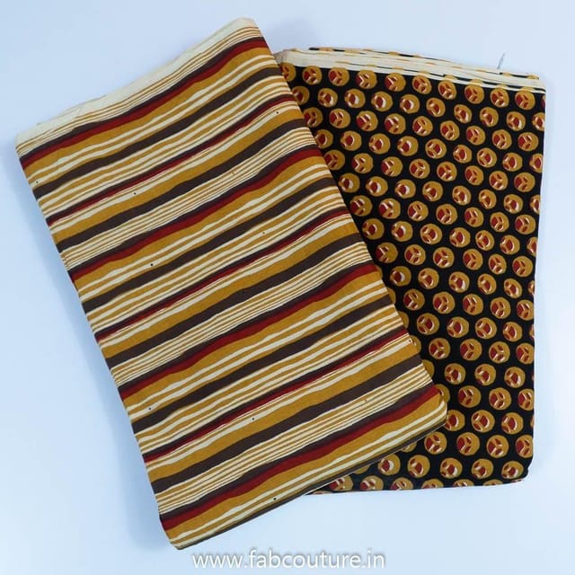 5 Mtr. Mustard Cotton Discharge Print Set