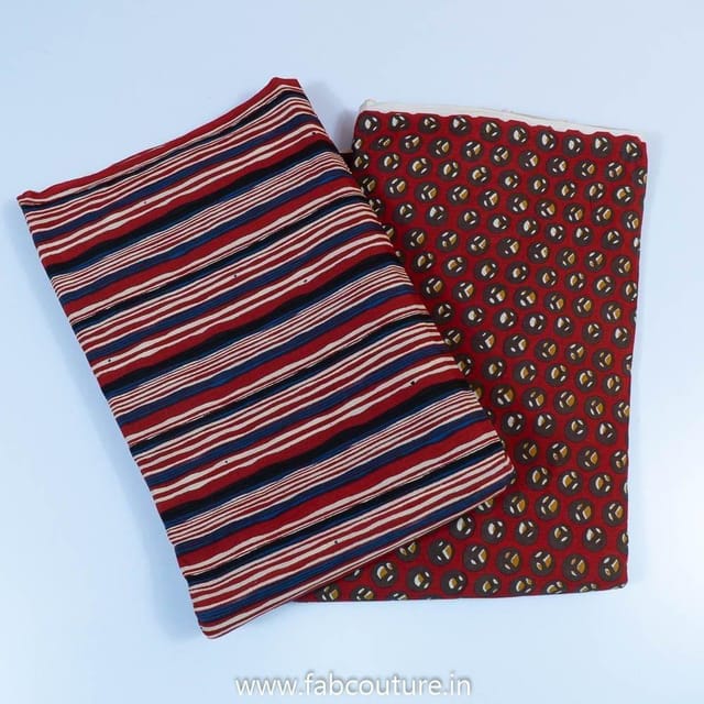 5 Mtr. Marron Cotton Discharge Print Set