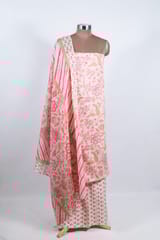 Pink Color Cambric Cotton Printed Suit Set with Cotton Dupatta