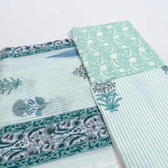 Sky Blue Color Cambric Cotton Printed Suit Set with Cotton Dupatta