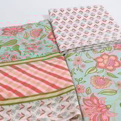 Sea Green Color Cambric Cotton Printed Suit Set with Cotton Dupatta