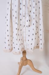 Cream Colour Ikat Dress style kurta with Belt