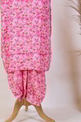Pink Colour Muslin Print with Embroidered Shirt with Muslin Afgani Salwar