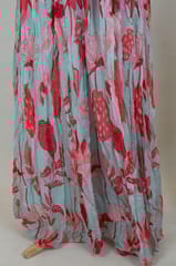 Sky Colour Chiffon Printed One Piece Dress