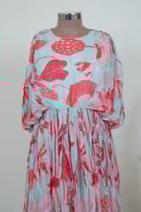 Sky Colour Chiffon Printed One Piece Dress