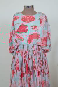 Sky Colour Chiffon Printed One Piece Dress