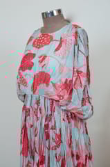 Sky Colour Chiffon Printed One Piece Dress